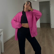 OVERSIZED BOMBER VEST PINK