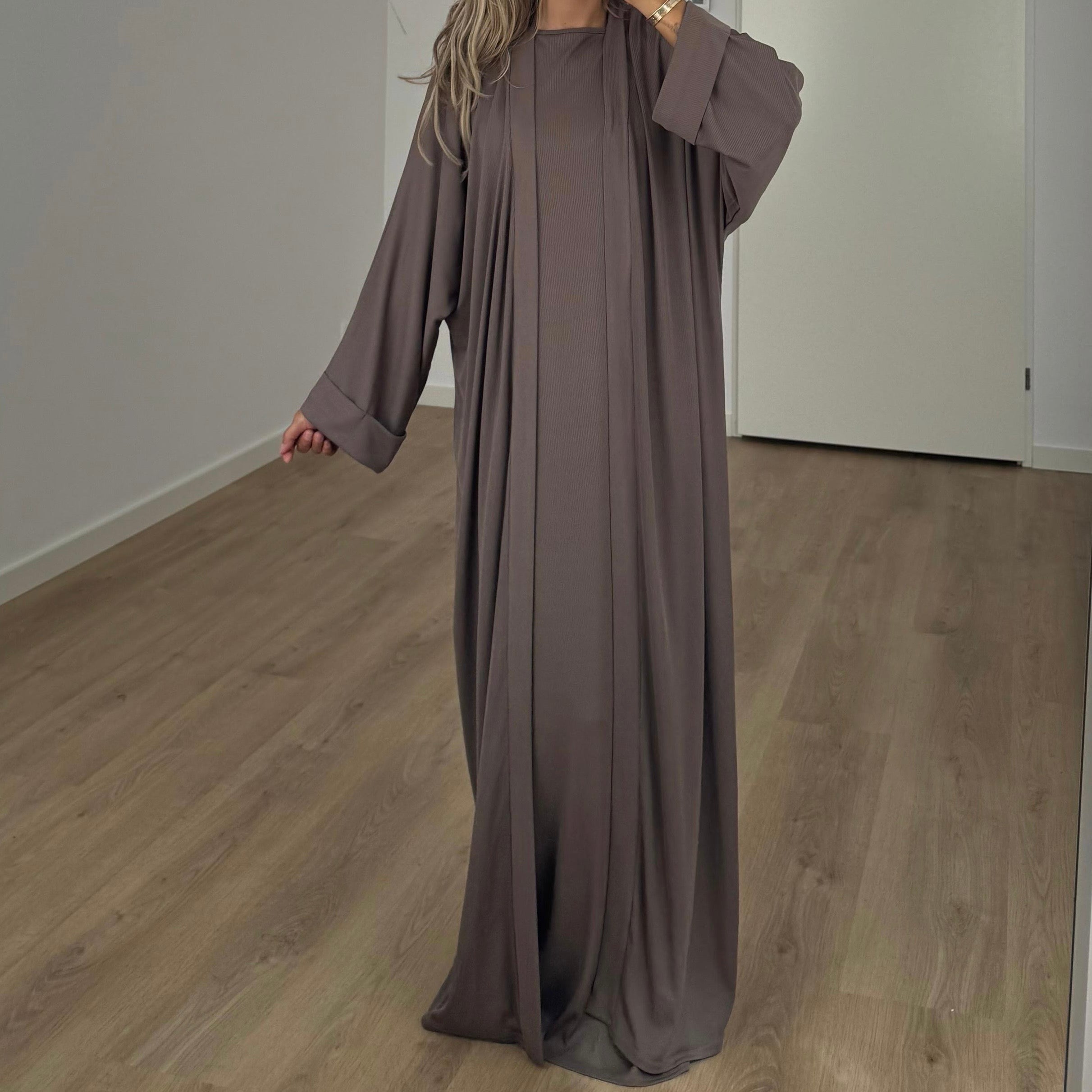 JERSEY ABAYA TAUPE