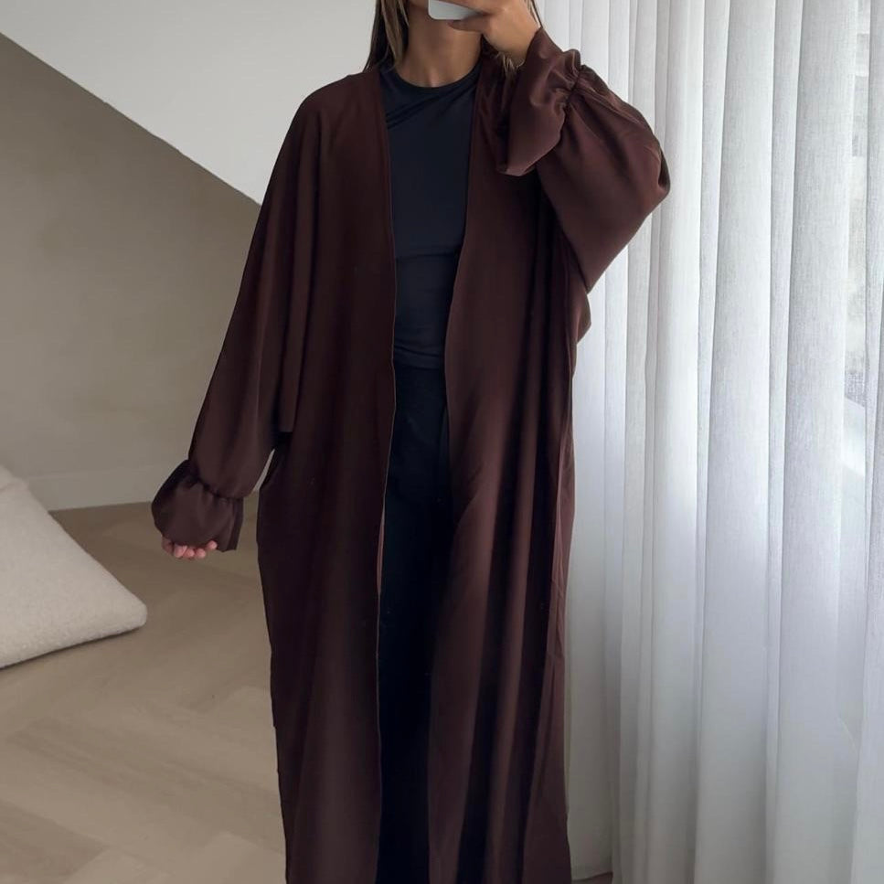 SATIN KIMONO BROWN