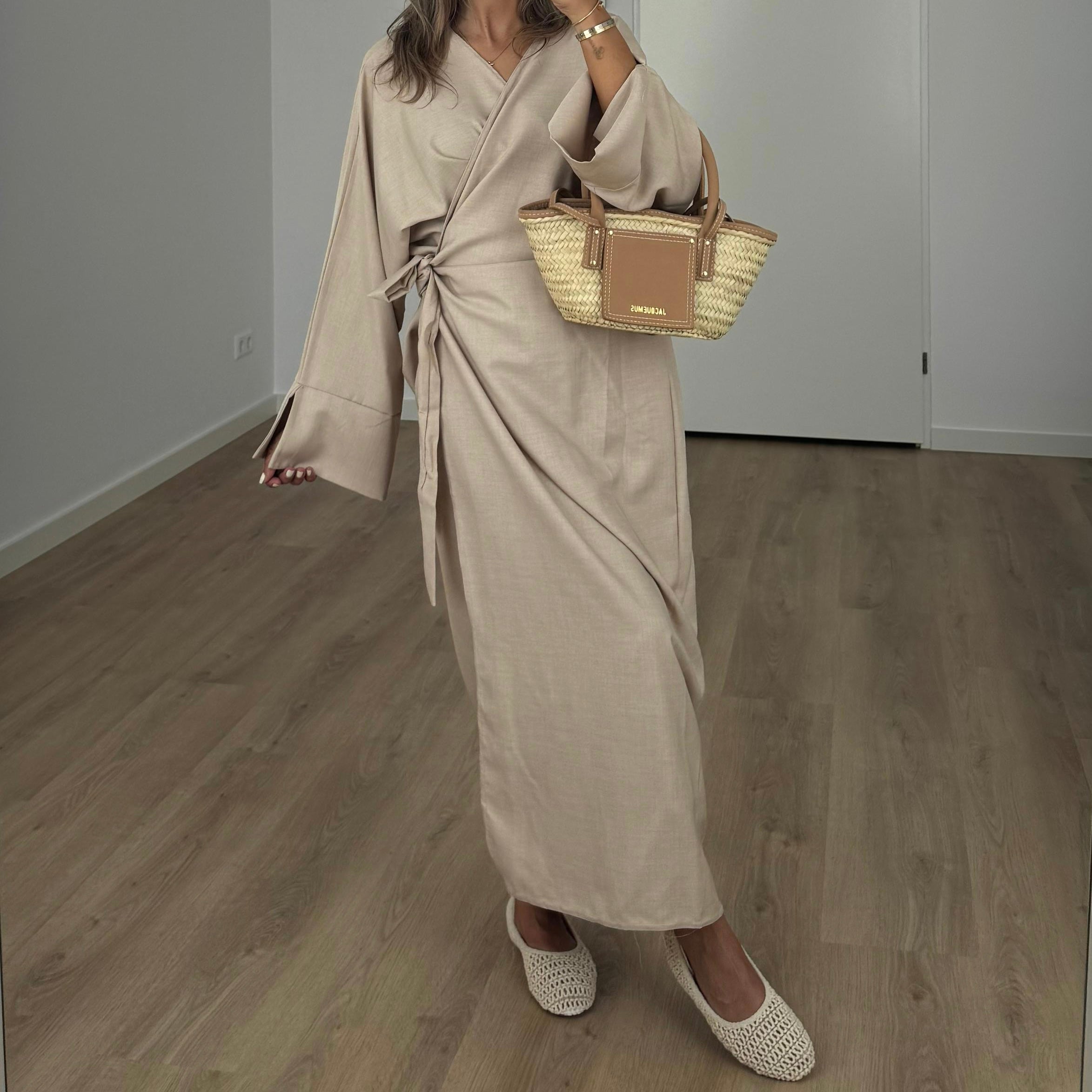 KIMONO DRESS SAND