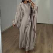 FEATHER DRESS TAUPE