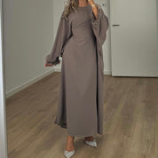 FEATHER ABAYA TAUPE