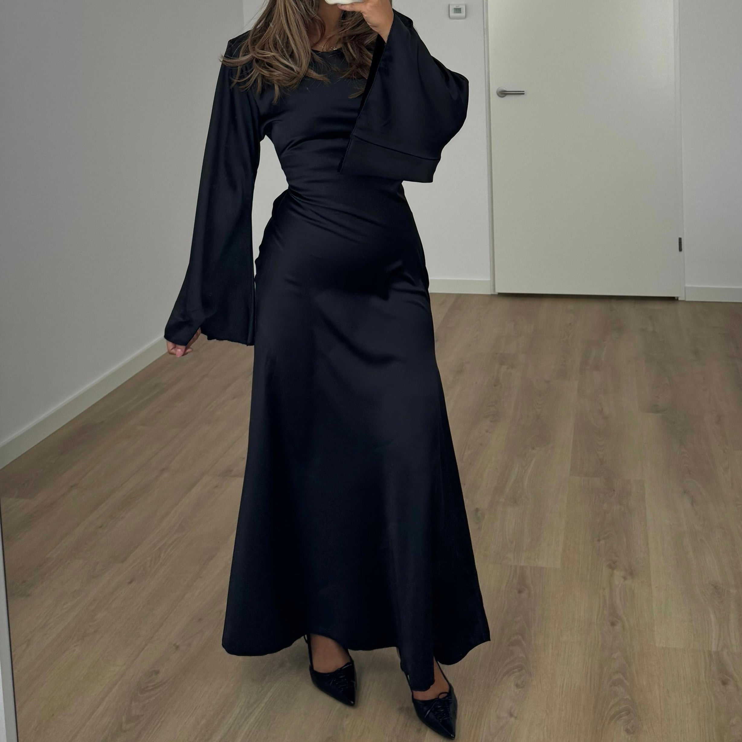 SATIN DRESS BLACK