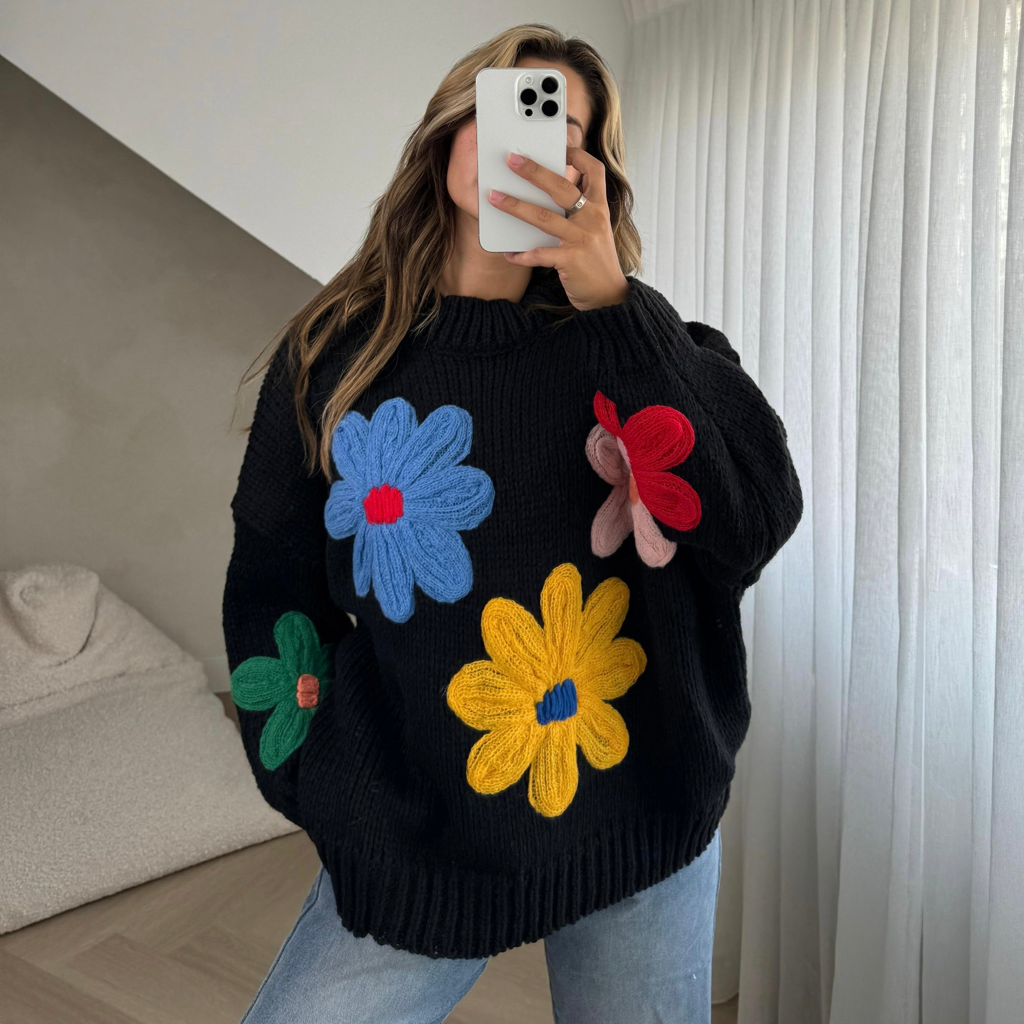 FLOWER KNIT BLACK